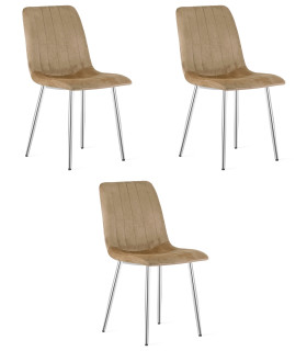 Stolička LAVA - zamatovo hnedá / chrómové nohy x 3