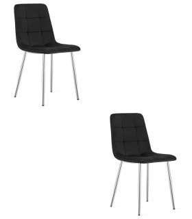 Stolička KARA - čierny zamat / chrómové nohy x 2