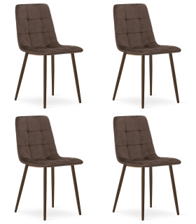 Stolička KARA - tmavohnedý zamat / orechové nohy x 4