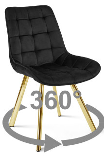 Stolička SORIA 360 - čierny zamat / zlaté nohy x 1