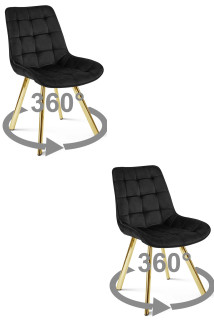 Stolička SORIA 360 - čierny zamat / zlaté nohy x 2