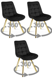 Stolička SORIA 360 - čierny zamat / zlaté nohy x 3