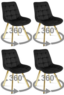 Stolička SORIA 360 - čierny zamat / zlaté nohy x 4