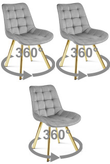 Stolička SORIA 360 - svetlosivý zamat / zlaté nohy x 3