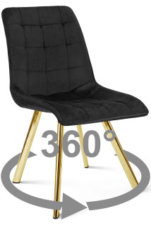 Stolička CIEZA 360 - čierny zamat / zlaté nohy x 1