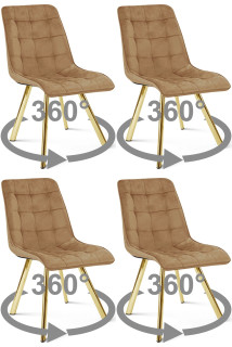 Stolička CIEZA 360 - zamatovo hnedá / zlaté nohy x 4