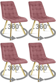 Stolička CIEZA 360 - tmavoružový zamat / zlaté nohy x 4